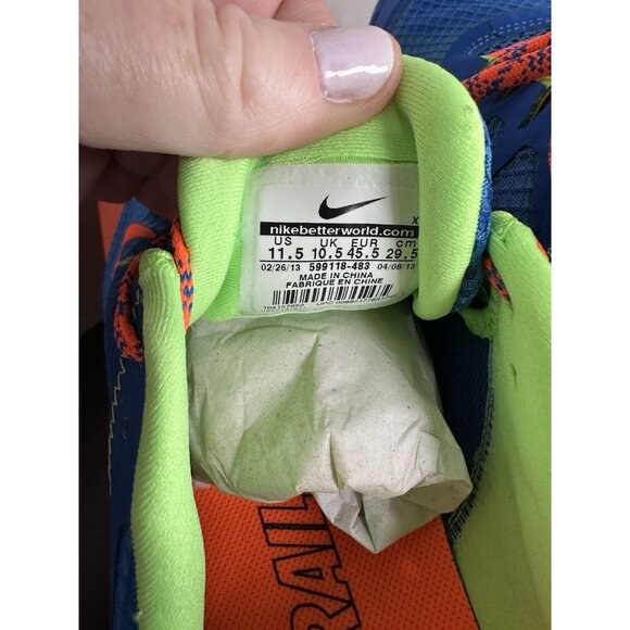 Nike Zoom Wildhorse Shoes Mens 11.5 Blue Orange Volt Trail Running 599118-483 - Picture 6 of 11